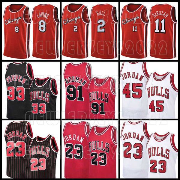 

scottie 33 pippen 9 45 23 michael jd dennis 91 rodman lonzo 2 ball demar 11 derozan basketball zach 8 lavine men 75th anniversary derrick 1, Black;red