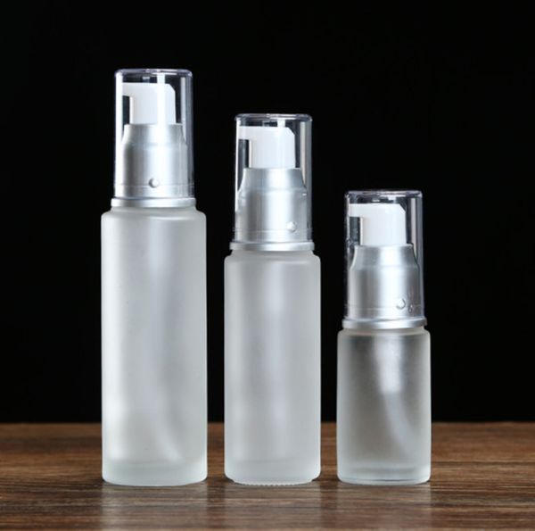 

100pcs 20ml empty frost glass bottle cosmetic packing spray emulsion pump bottle cream jar container