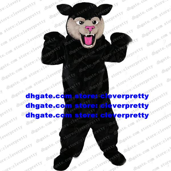 

long fur black felis silvestris cat mascot costume black panther leopard pard character ceremonial comedy performance zx522, Red;yellow
