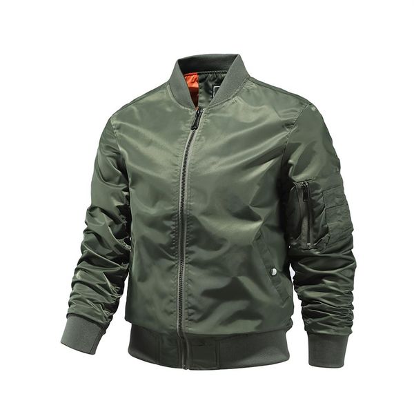 

autumn&spring 2021 new men's jackets solid color pilot jacket for man windproof men polyester bomber o-neck brand male clothi2295, Black;brown