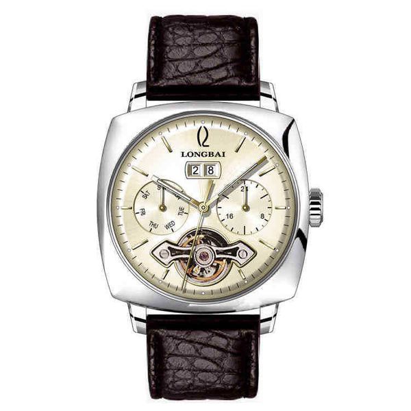

y automatic hollowed out mechanical watch busins casual men's waterproof luminous fine steel watch tide5o7rj0z0, Slivery;brown