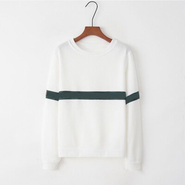 

sweatshirts woman 2023 autumn winter fashion sweater ribbon stripe stitching round neck long sleeve loose hoodie pullover clothes female dhg, Black