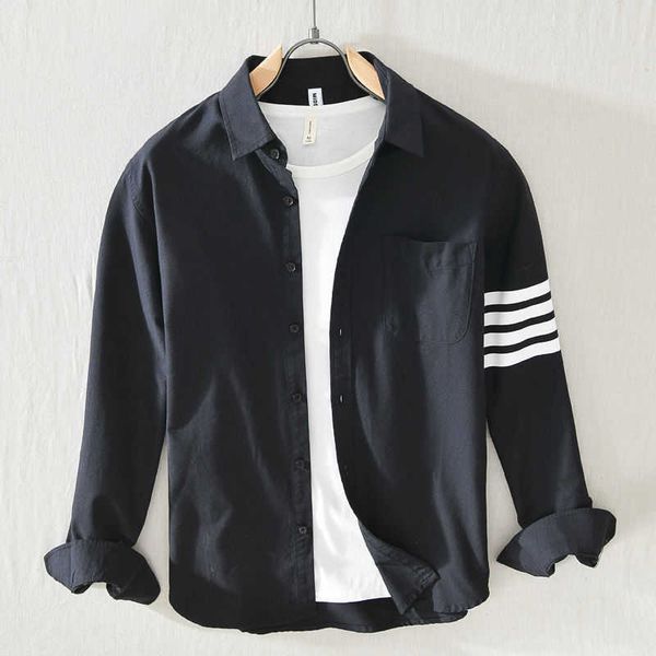 

luxury shirt designer thoms brownns blouse cotton long sleeved white shirt men's casual fashion brand four wear outside tb coat loose c, White;black