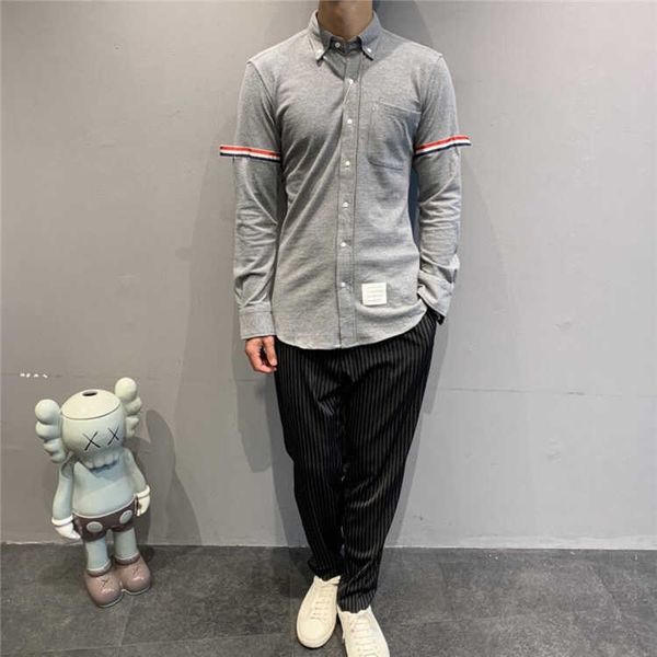 

luxury shirt designer thoms brownns blouse tb pearl cotton double shirt early autumn classic color three men's and women's casual, White;black