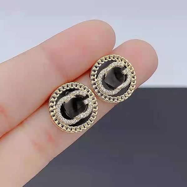 

luxury black crystal dangle stud earrings jewelry fashion designer earring for women wedding party, Golden;silver