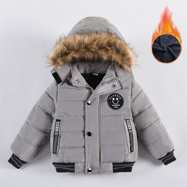 

down coat 2-6 years autumn winter boys jacket warm fur collar fashion baby girls hooded zipper outerwear birthday gift kids clothes 221110, Blue;gray