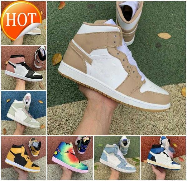 

basketball shoes university blue chicago twist dark mocha unt patent turbo green 2022 mens jumpman 1 pollen tan gum prototype men women, Black