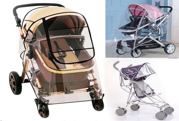 

dhl 20pcs baby stroller rain cover pvc universal wind dust shield with windows for strollers pushchairs stroller accessories9460349