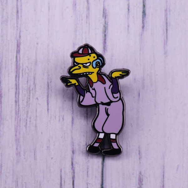 

mr burns homer at bat hat pin funny baseball sports badge brooch cute, Blue