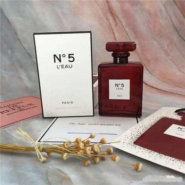 

no 5 leau red edition 100ml elegant perfume for women edt floral aldehyde rose aroma red glass bottle long lasting fas tship
