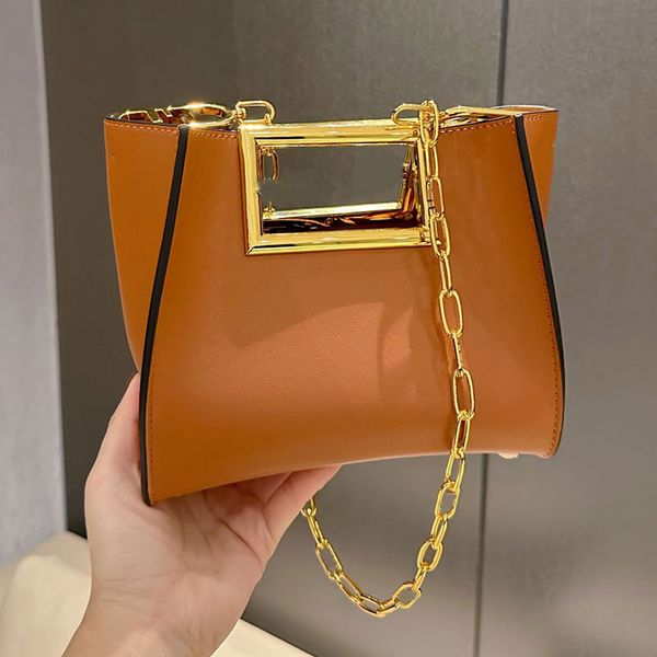 

chains crossbody bag clutch handbag purse shoulder mini cowhide tote bag gold letter magnetic hasp hardware plain women large capacity poche