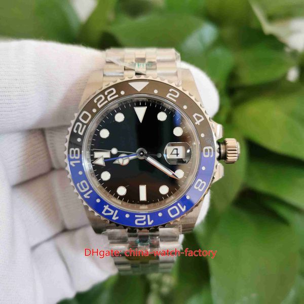 

super quality mens watch 40mm gmt 126710 126710blnr-0002 batman watches waterproof ceramic 904l steel cal.3285 movement mechanical automatic, Slivery;brown