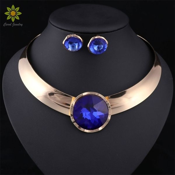 

wedding jewelry sets women trendy necklace with earrings statement for party fashion direct selling 221109, Slivery;golden