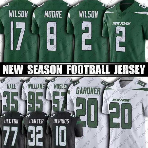 

zach wilson jersey custom new york''jets''mens cj mosley corey davis elijah moore jermaine johnson ii ahmad gardner garr, Black