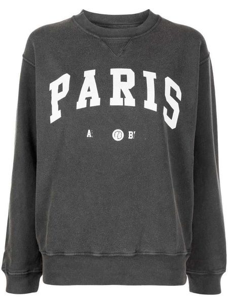

ab women university sweatshirt bings print washed round neck cotton sweater designer anines pullover hoodie, Black