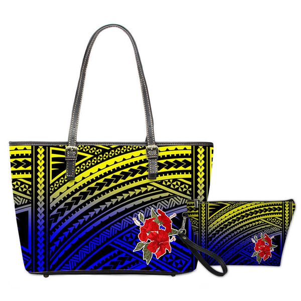 

hand the polynesian style gradient printing shoulder can store the cosmetic bag