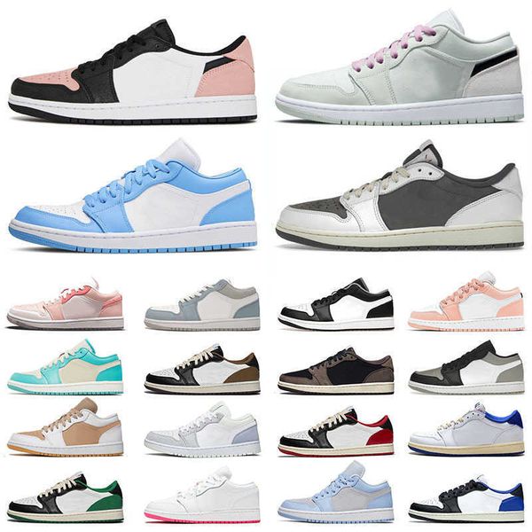 

basketball shoes sports sneakers low retro designer reverse mocha hemp white barely green university blue jumpman 1 1s for mens womens, Black