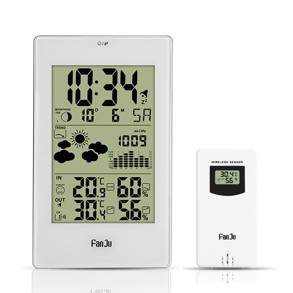 

weather station digital alarm wall clock temperature humidity wireless outdoor sensor thermometer hygrometer deskclock
