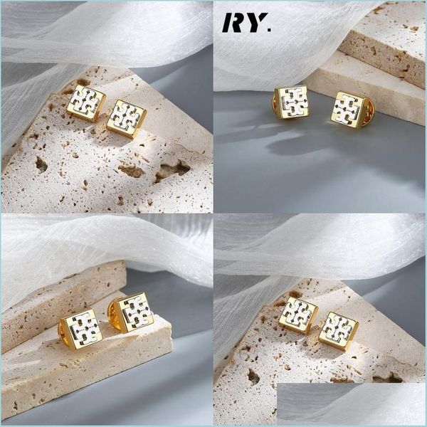 

charm charm fashion jewelry women square goldplated stainless steel couple gifts designer drop delivery 2022 18w3v earrings dhzgl, Golden