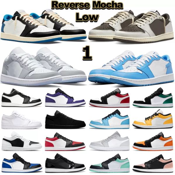 

1 low og basketball shoes for men women reverse mocha unc wolf grey shadow bred toe pine green white camo mens trainers outdoor sports sneak