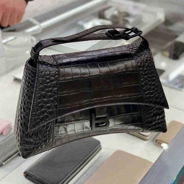

autumn designer women balencaigass bags women's winter trend b-button hourglass crocodile pattern single shoulder underarm oblique