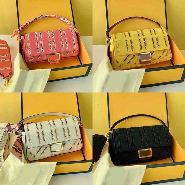 

shopping bags cutout letter print shoulder women baguette fashion handbag leather designer crossbody female purses with scarf 220412