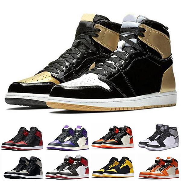 

1 high og mens basketbal shoes banned bred toe shadow gold designer athletics sneakers trainers 40-47 sz03228h, Black;brown