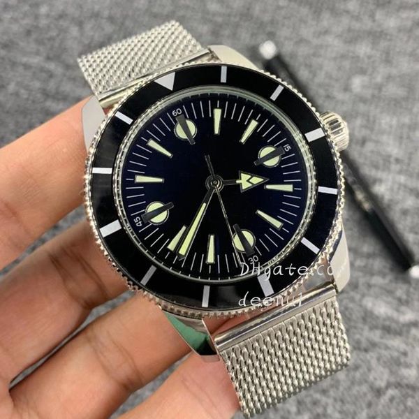 

men's automatic watch rubber stainless steel classic strap wristwatch 904l luminous sapphire waterproof montre de lux, Slivery;brown