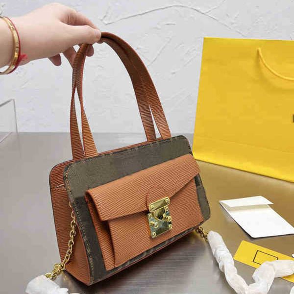 

shopping bags fashion women handbag shoulder leather designer brand crossbody female double print colorblock street purses 220307