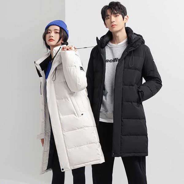 

winter men quilted white down jacket hooded snow thick outdoor warm padded, Black