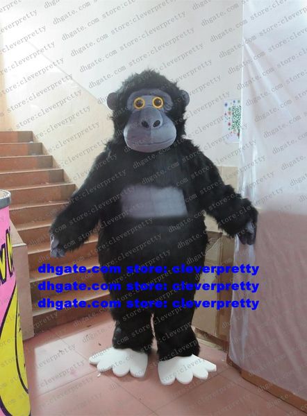 

black long fur orangutan mascot costume gorilla chimpanzee ape simian baboon papio gelada street mall tourist zx842, Red;yellow