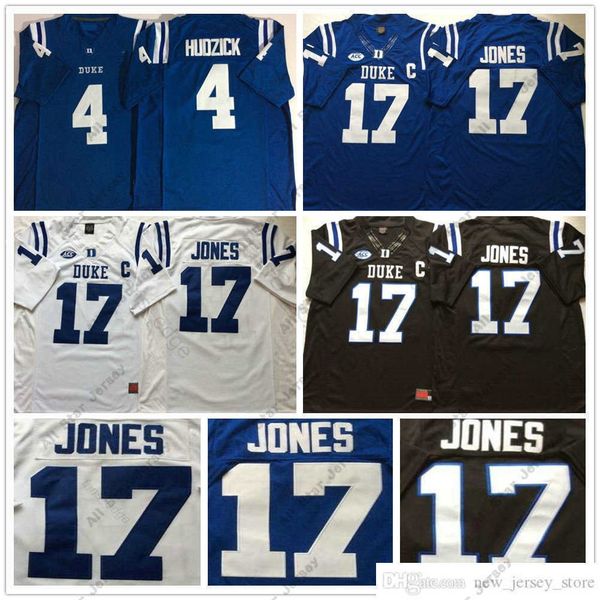 

american college football wear 2020th ncaa duke blue devils college football wear #4 myles hudzick jersey home away #17 daniel jones stitche, Black