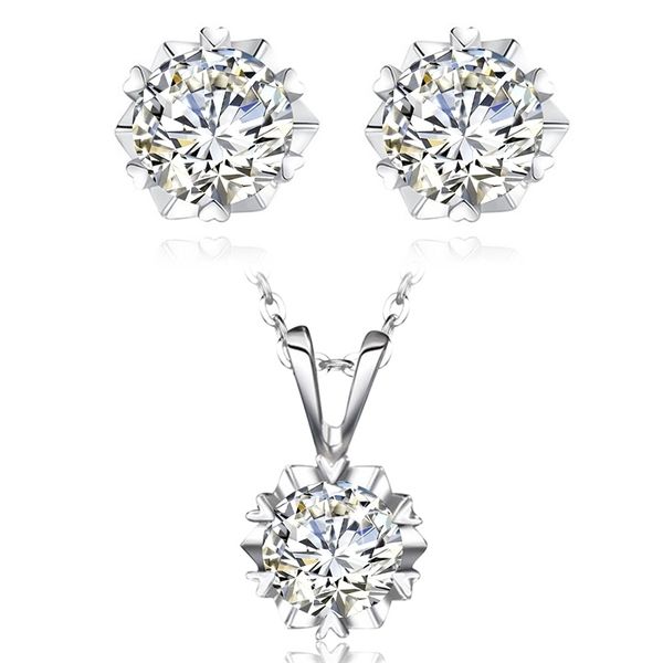 

pendant necklaces 1ct 2ct 3ct jewelry set pure silver 100% wedding engagement necklace earrings certified for teen girls 221109