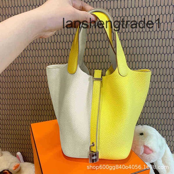 

herme designer bags luxury 2022 vegetable basket bucket advanced sense large capacity women's simple color matching leather 1fui