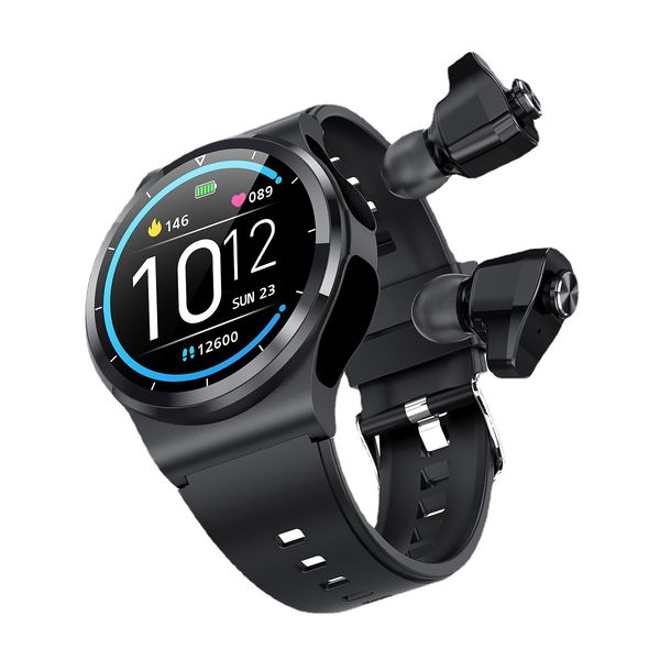 

yezhou gt69 sports smart watch and airpods 2 in 1 tws bluetooth headset with wireless earbuds hd call music play step counting heart rate wa