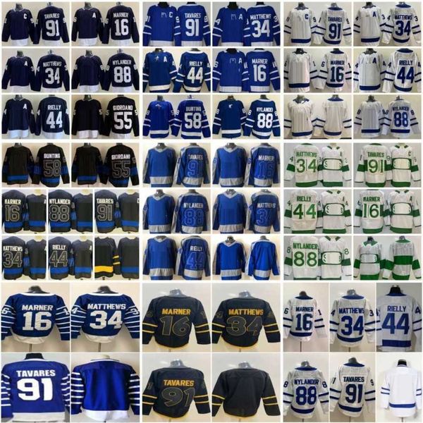 

reverse retro hockey 34 auston matthews jersey 16 mitchell marner 88 william nylander 91 john tavares 44 morgan rielly 55 mark giordano mich, Black;red