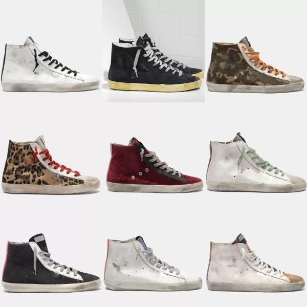 

italy brand francys high sneakers designer man women casual shoes classic white do-old dirty shoe sneaker goldenity gooseity mjb, Black