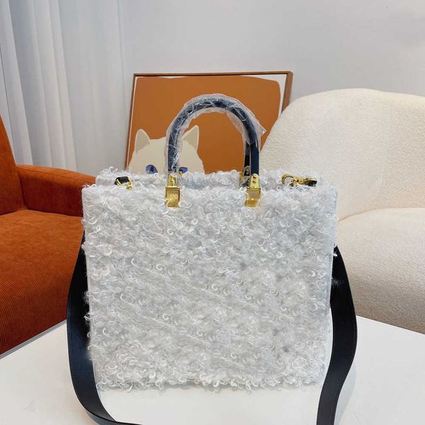 

evening bags totes women handbag fashion winter lamb wool plush large capacity package shopping shoulder classic letter travel 0926