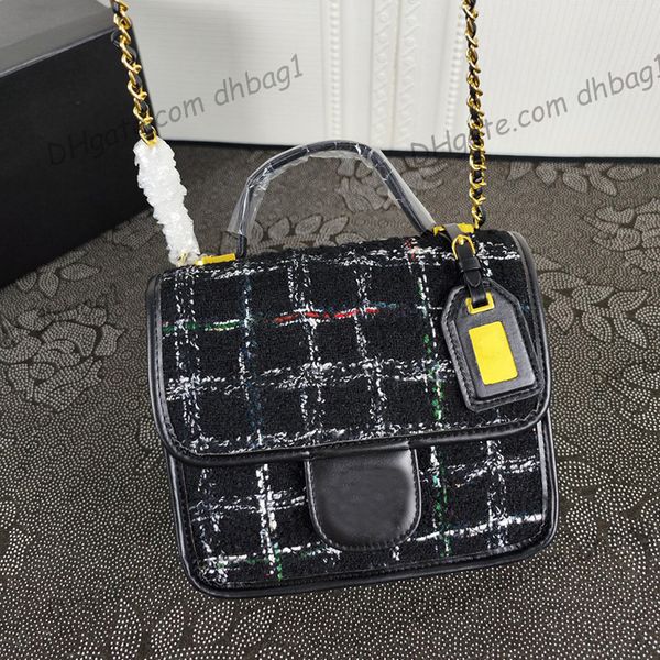 

womens classic mini flap wool tweed quilted bags tofu purse handle totes vanity with ghw matelasse chain crossbody shoulder designer handbag