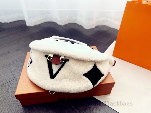 

original hardware soft purse plush genuine shoulder bags teddy men chest bag bumbag designers crossbody purse letter tedy luxurys lambswool