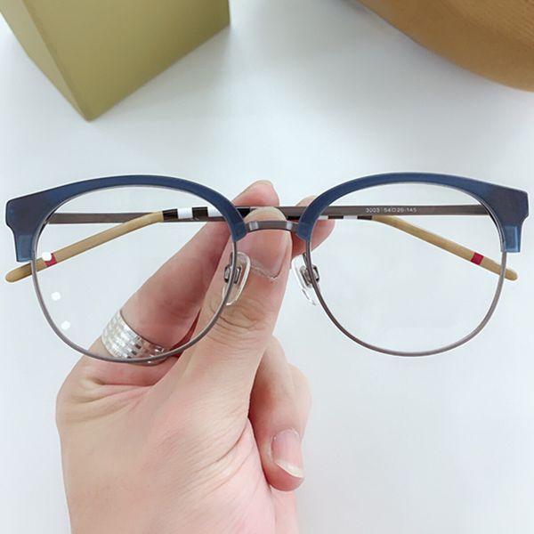 

quality b2275 women eyebrow round glasses frame 54-20-145 imported plank metal for myopiapresbyopia prescription eyeglasses goggles fullset, Black