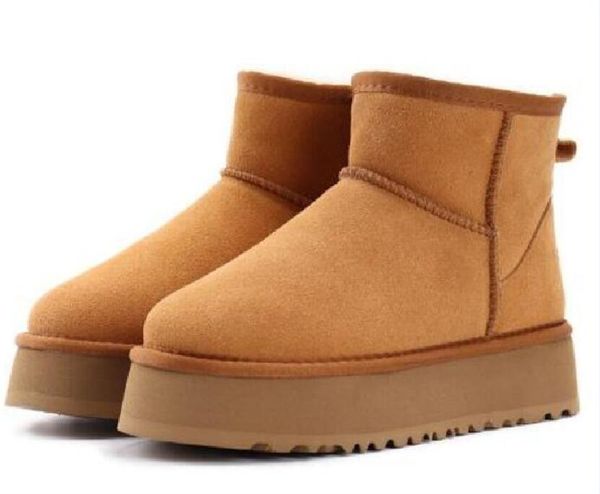 

women shorts platform boots shoes genuine suede leather ankle cotton boots winter warm thick bottom, Black