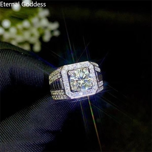

solitaire ring 5ct mens 925 silver beautiful firecolour diamond substitute luxury wedding s for couples jewelry 221109, Golden;silver