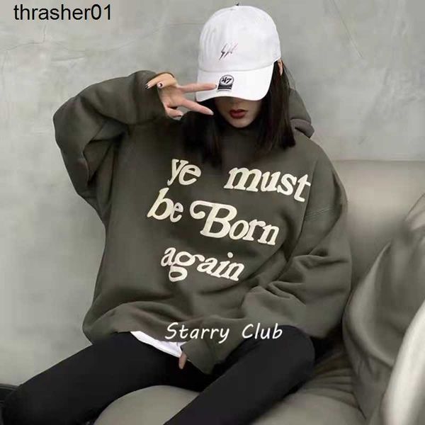 

men's hoodies sweatshirts designer kanyess same loose winter foam letter sweater hoodie large men's women's streetwear hoodie, Black