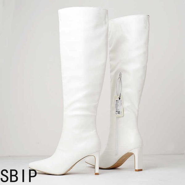 

boots outer plus size white high leg boot thick high heel square leather surface knee-length the knee long boots female women bootsg221111, Black