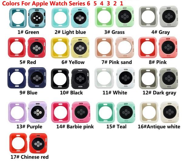 

colorful soft silicone case for apple watch iwatch series 1 2 3 4 5 6 7 8 cover full protection 42mm 38mm 40mm 44mm 41mm 45mm