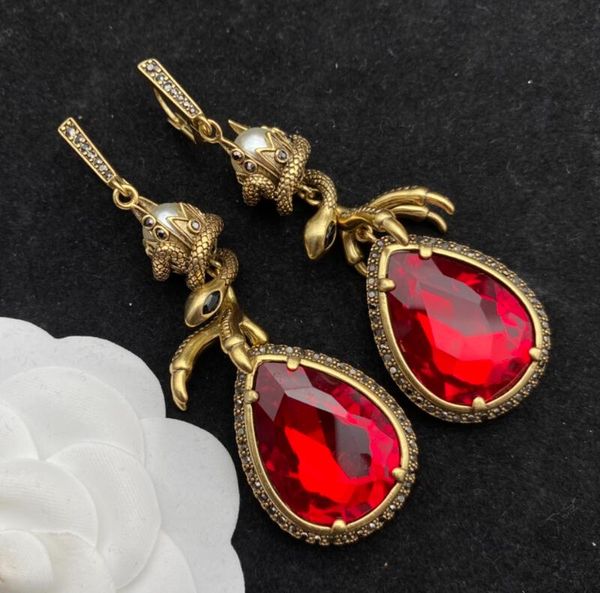

gothic retro punk red gemstone teardrop dangle earring eardrop fashion designer earring women jewelry party anniversary gift, Silver