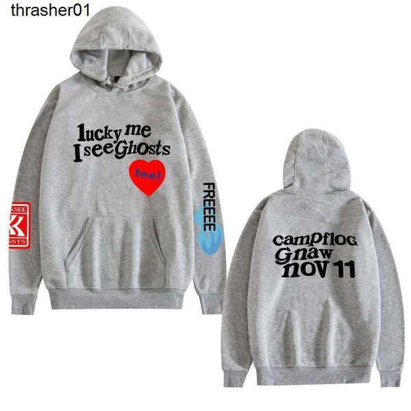 

men's hoodies designer sweatshirts kanyess west ghosts hearts print sweater fashion streetwear hoodie, Black