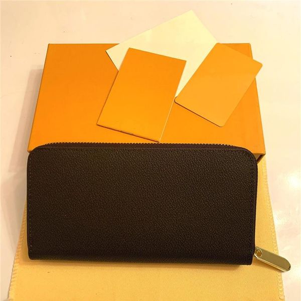 

whole 6 colors fashion single zipper organizer designer men women leather wallet lady ladies long purse with orange box card 6305z, Red;black