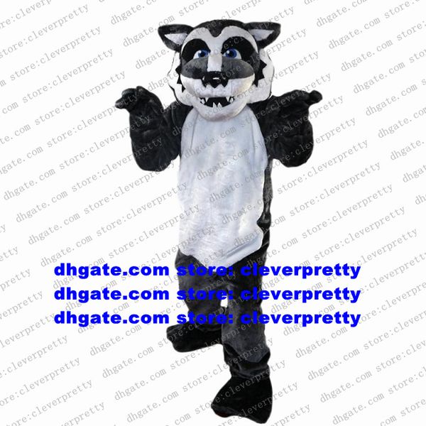 

long fur timber grey wolf mascot costume cartoon character outfit suit ceremonial event department store zx1731, Red;yellow